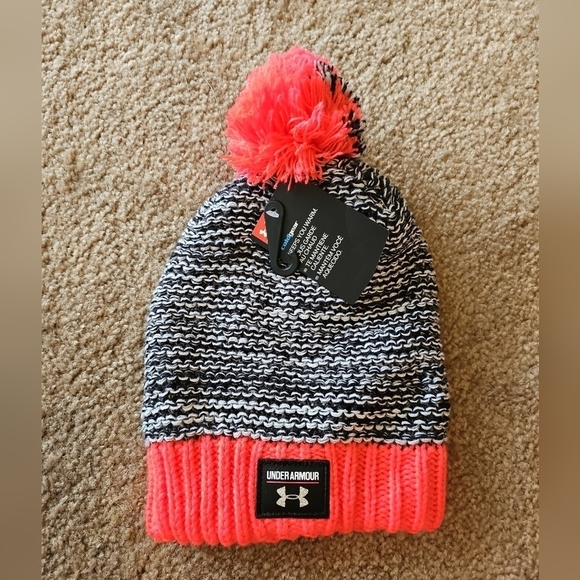 NEW Youth Under Armour Knit Pom Winter Hat Coldgear - Picture 1 of 5